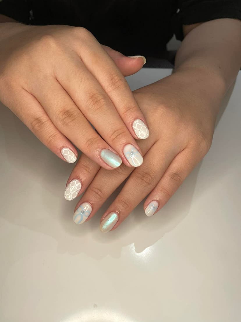 Korean pearl nail art — elegant minimalist design